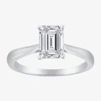 (H-I / SI2) Womens 1 1/2 CT. Lab-Grown White Diamond 14K Gold Emerald Solitaire Engagement Ring