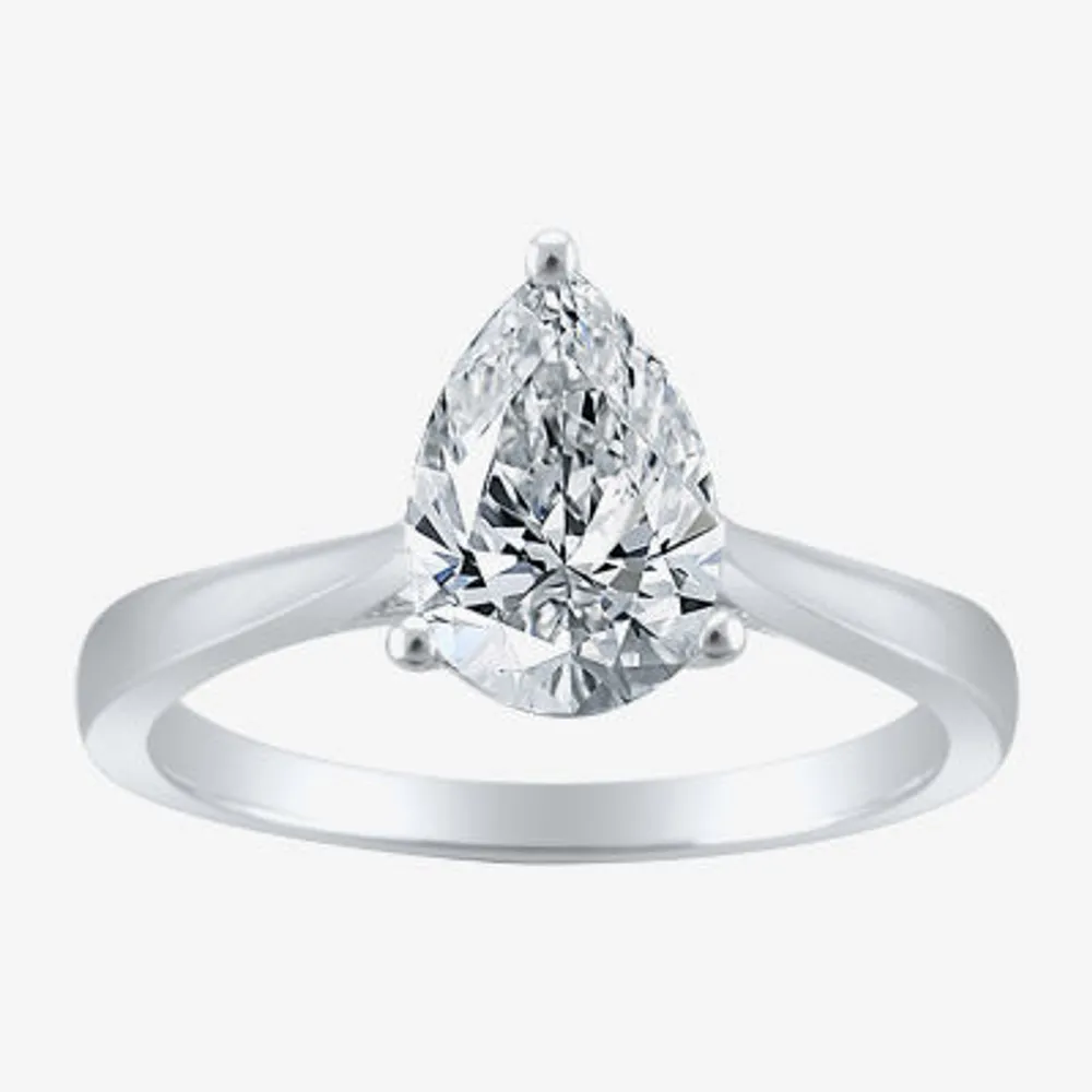 (H-I / SI2) Womens 1 1/2 CT. T.W. Lab Grown White Diamond 14K Gold Pear Solitaire Engagement Ring