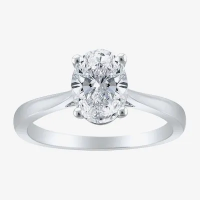 (H-I / SI2) Womens 1 1/2 CT. T.W. Lab Grown White Diamond 14K Gold Oval Solitaire Engagement Ring