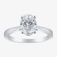 (H-I / SI2) Womens 1 1/2 CT. Lab-Grown White Diamond 14K Gold Oval Solitaire Engagement Ring