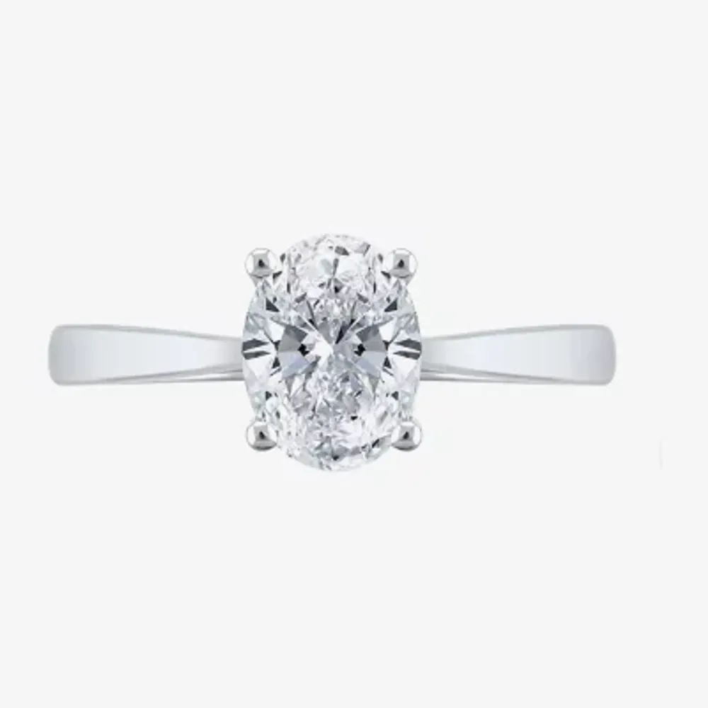 (H-I / SI2) Womens 1 1/2 CT. Lab-Grown White Diamond 14K Gold Oval Solitaire Engagement Ring