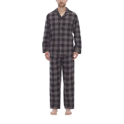 Residence Flannel Mens Long Sleeve 2-pc. Pant Pajama Set