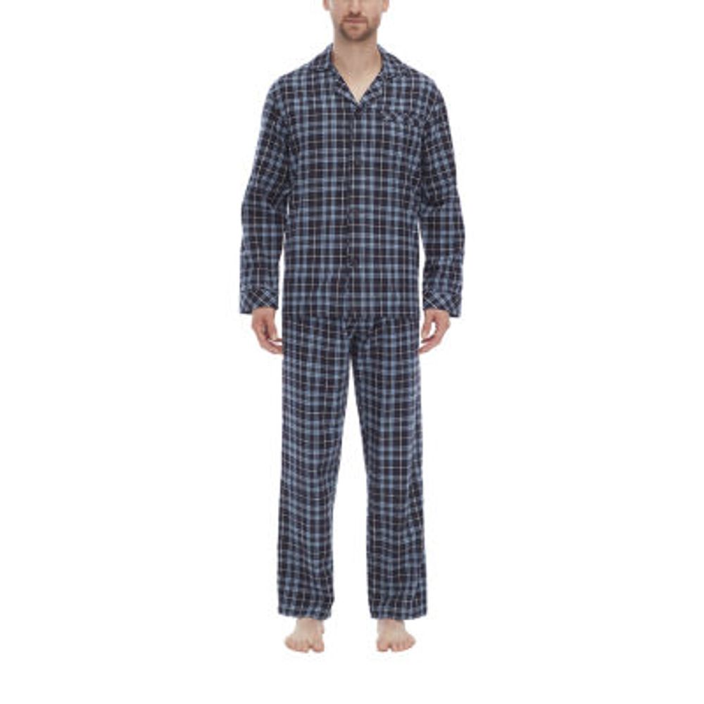 Residence Flannel Mens Long Sleeve 2-pc. Pant Pajama Set