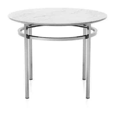 Kitchener Round Faux Marble-Top Dining Table