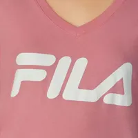 FILA Sasha V Neck Tee Womens V Neck Short Sleeve Graphic T-Shirt