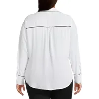 Liz Claiborne Womens Long Sleeve Regular Fit Button-Down Shirt