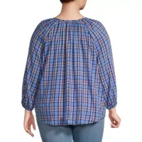 St. John's Bay Womens U Neck 3/4 Sleeve Blouse