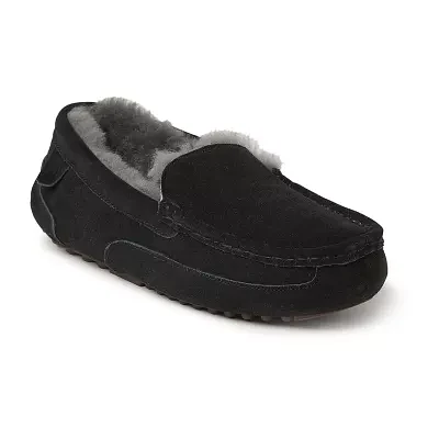 Fireside by Dearfoams Genuine Shearling Mens Moccasin Slippers Wide Width