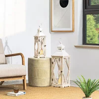 Glitzhome Farmhouse Wood & Metal 2-pc. Decorative Lantern