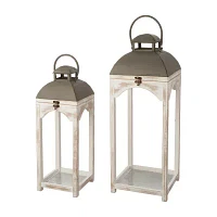 Glitzhome Farmhouse Modern Wood Metal 2-pc. Decorative Lantern