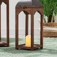 Glitzhome Farmhouse Modern Wood Metal 2-pc. Decorative Lantern