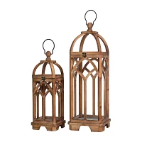 Glitzhome Farmhouse Wooden Church Window Frame 2-pc. Decorative Lantern