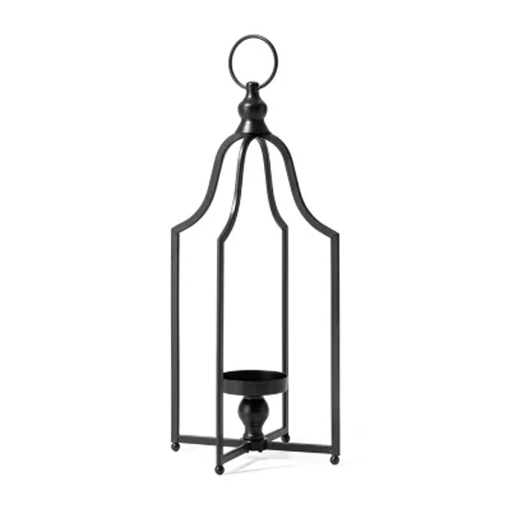 Glitzhome Small Modern Farmhouse Black Metal Decorative Lantern