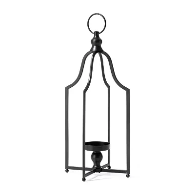 Glitzhome Modern Farmhouse Black Metal Decorative Lantern