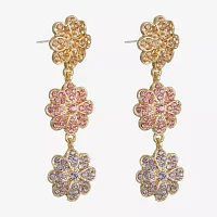 Monet Jewelry Glass Flower Drop Earrings