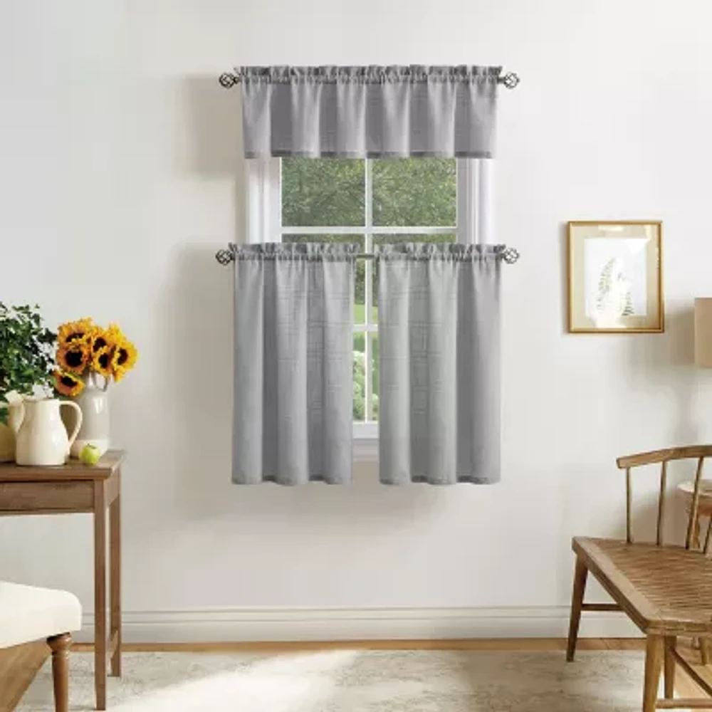Martha Stewart Bedford Woven Plaid 3-pc. Rod Pocket Window Tiers