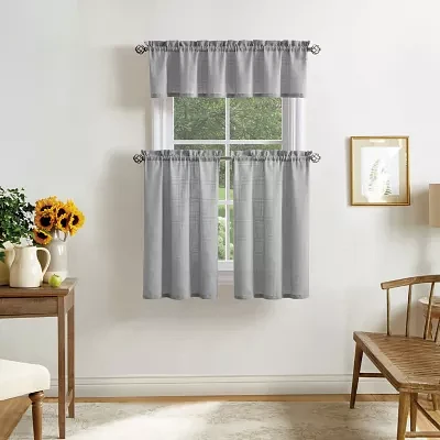 Martha Stewart Bedford Woven Plaid 3-pc. Rod Pocket Window Tiers