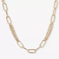 a.n.a Gold Tone 16 Inch Herringbone Collar Necklace