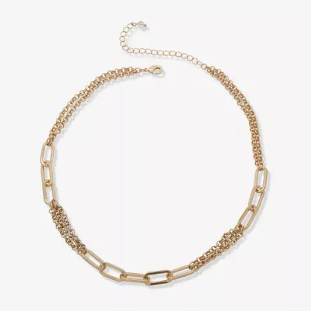 a.n.a Gold Tone 16 Inch Herringbone Collar Necklace