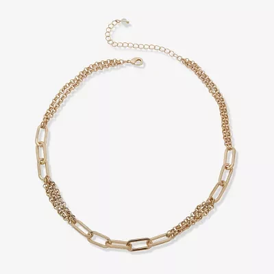 a.n.a Gold Tone 16 Inch Herringbone Collar Necklace