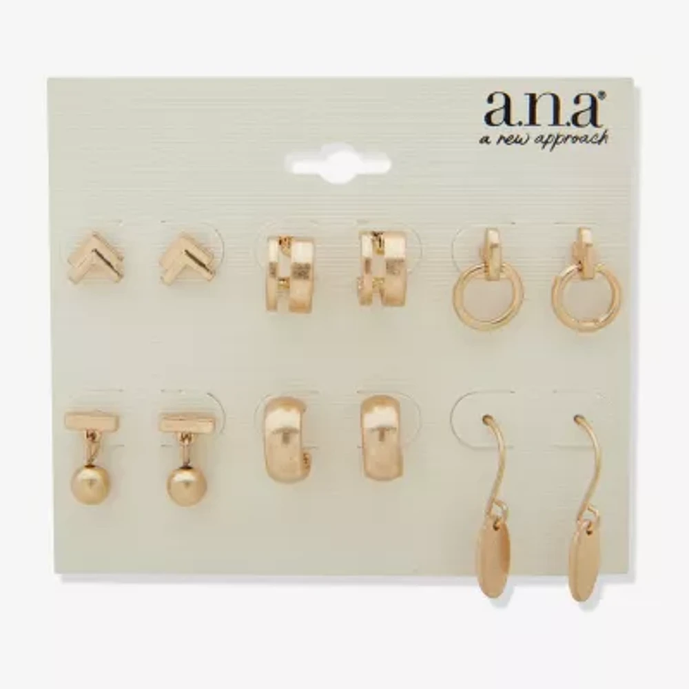 a.n.a Gold Tone 6 Pair Earring Set