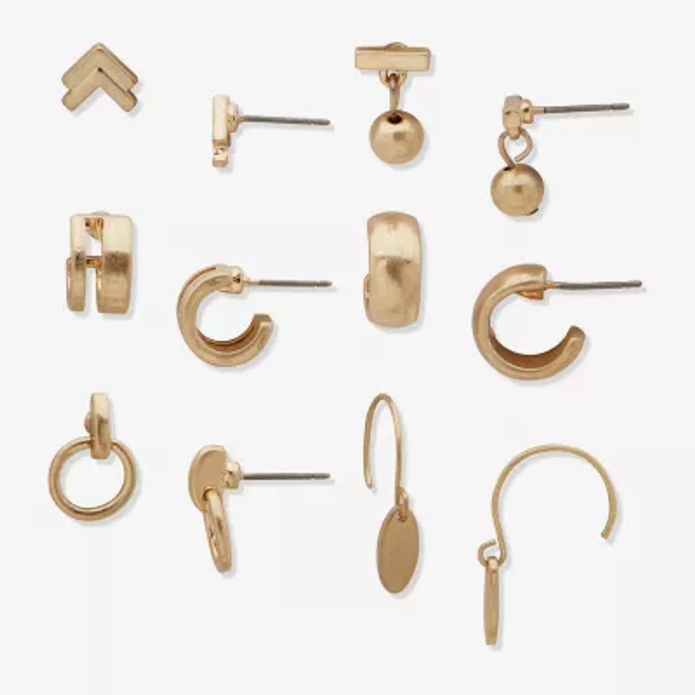 a.n.a Gold Tone 6 Pair Earring Set