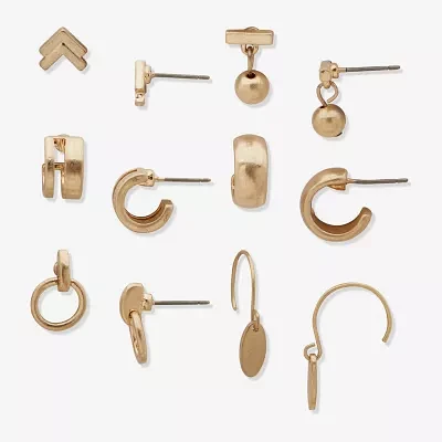 a.n.a Gold Tone 6 Pair Earring Set