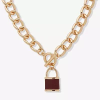 Worthington Gold Tone 17 Inch Curb Pendant Necklace