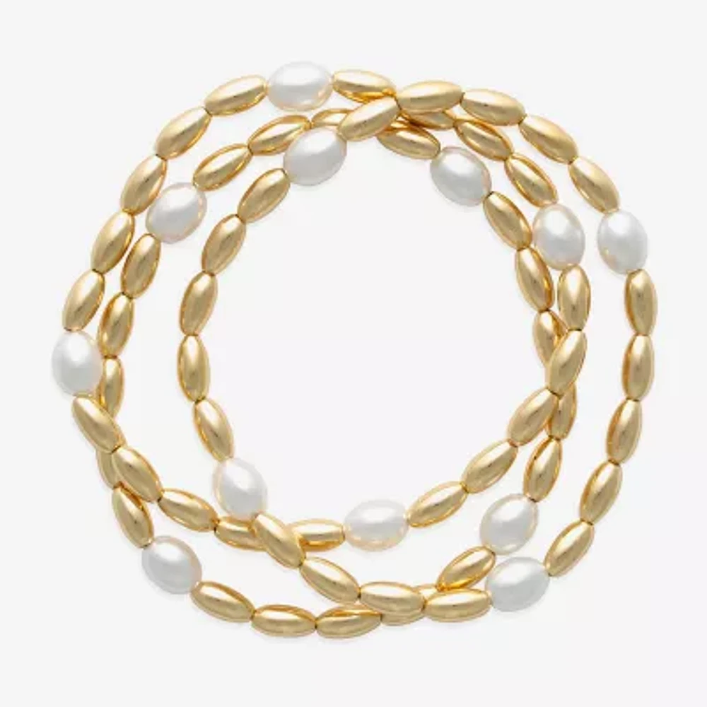 Bold Elements Gold Tone 3-pc. Simulated Pearl Bracelet Set