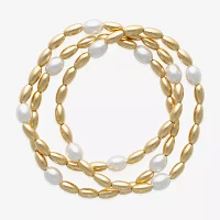 Bold Elements Gold Tone 3-pc. Simulated Pearl Bracelet Set