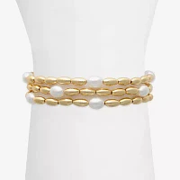 Bold Elements Gold Tone 3-pc. Simulated Pearl Bracelet Set