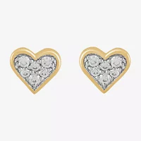 1/10 CT. T.W. Lab Grown White Diamond 10K Gold 5.9mm Heart Stud Earrings