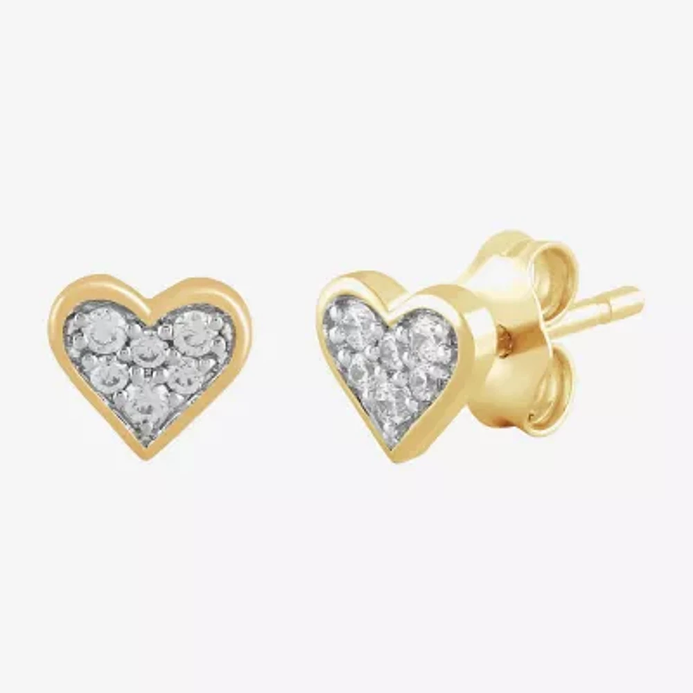 1/10 CT. T.W. Lab Grown White Diamond 10K Gold 5.9mm Heart Stud Earrings