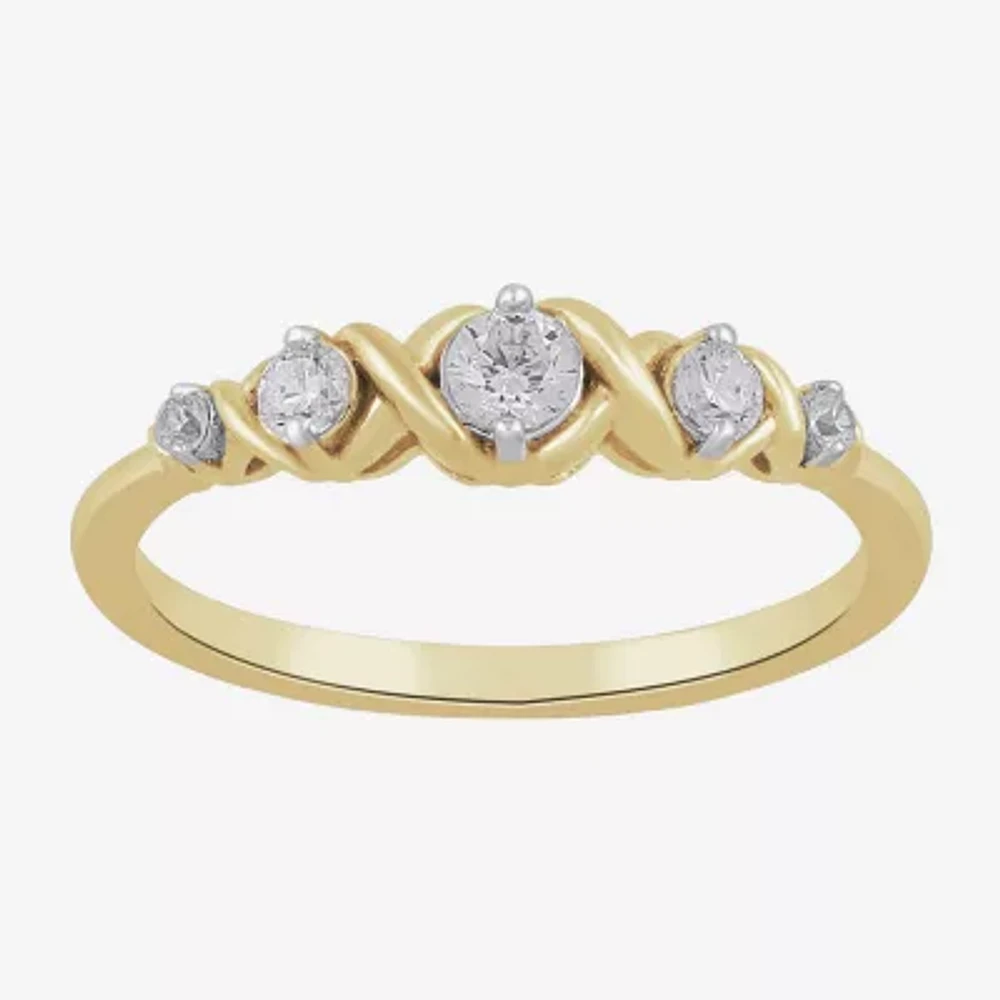 Womens 1/4 CT. T.W. Lab Grown White Diamond 10K Gold Cocktail Ring