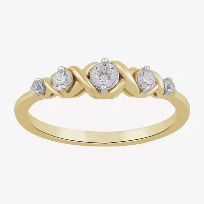 Womens 1/4 CT. T.W. Lab Grown White Diamond 10K Gold Cocktail Ring