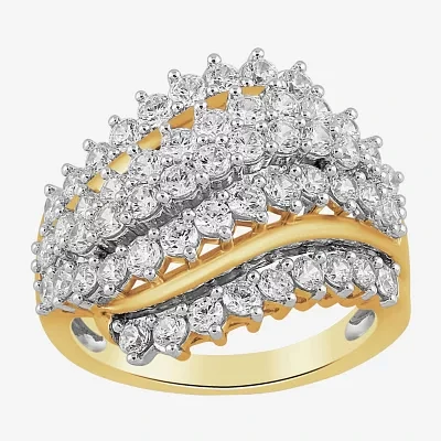 Womens 2 CT. T.W. Lab Grown White Diamond 10K Gold Cocktail Ring