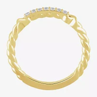 Womens 1/10 CT. T.W. Lab Grown White Diamond 14K Gold Over Silver Sterling Delicate Cocktail Ring