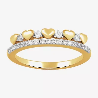 Womens 1/4 CT. T.W. Lab Grown White Diamond 14K Gold Over Silver Sterling Heart Cocktail Ring