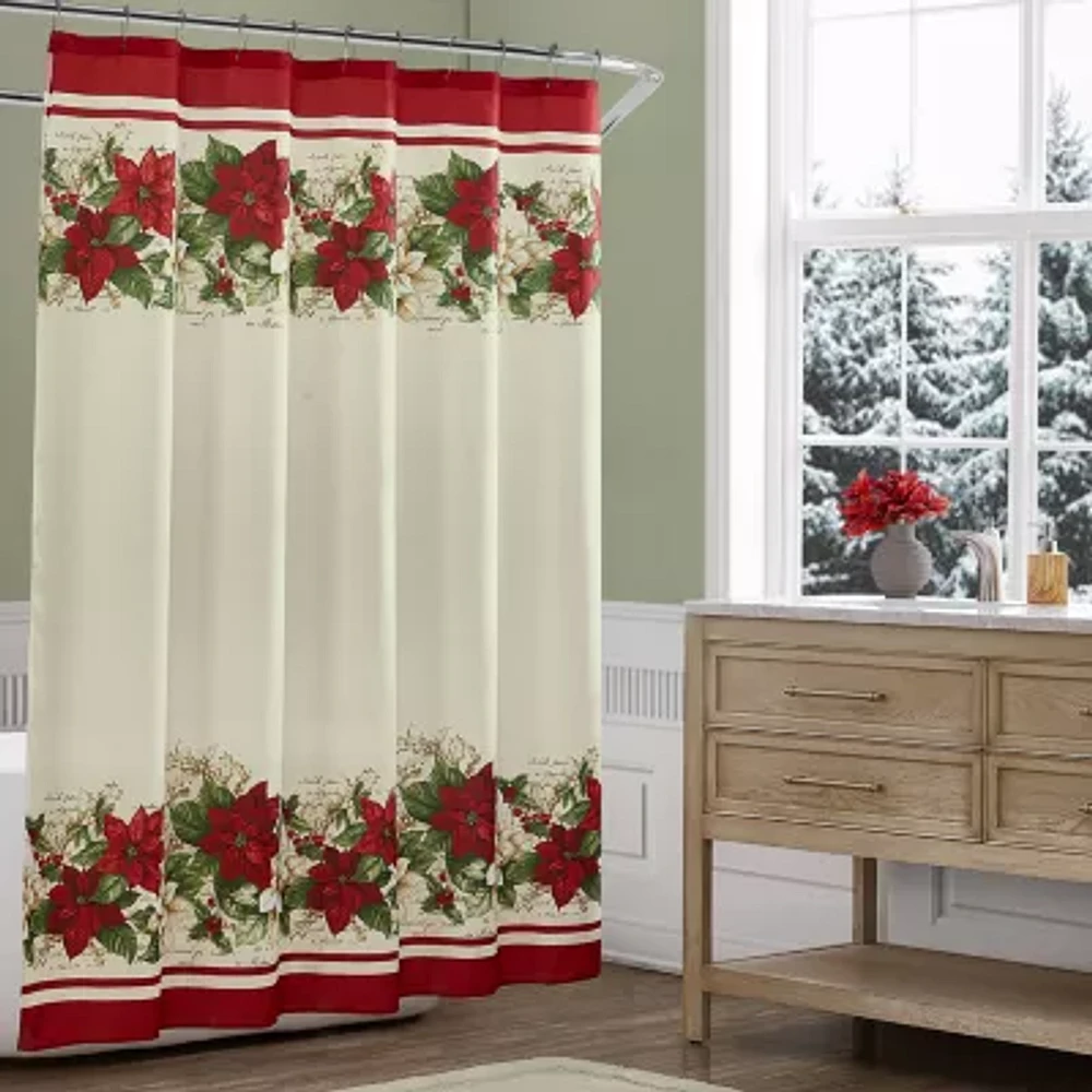 Elrene Home Fashions Red & White Poinsettia Shower Curtain