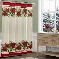 Elrene Home Fashions Red & White Poinsettia Shower Curtain