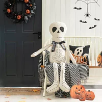 Glitzhome "47""Fabric Skeleton Sitter Porch Decor" Halloween Porch Sign