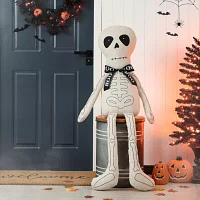 Glitzhome "47""Fabric Skeleton Sitter Porch Decor" Halloween Porch Sign