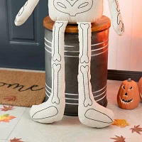 Glitzhome "47""Fabric Skeleton Sitter Porch Decor" Halloween Porch Sign