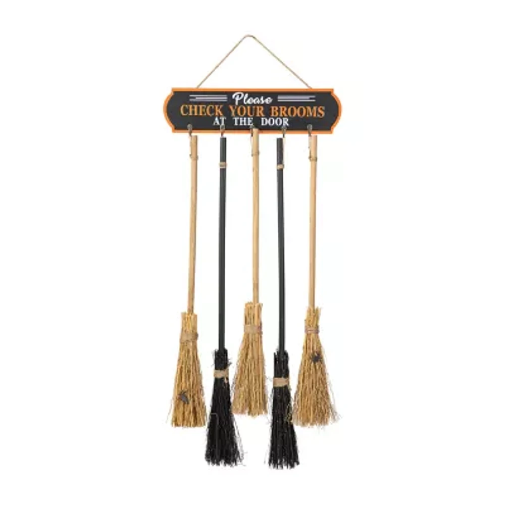 Glitzhome 42" Wooden Brooms Parking Decor Halloween Porch Sign