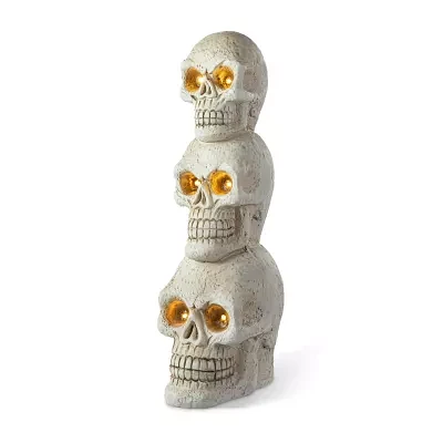 Glitzhome "25.5""Ligted Mgo Skull Porch Decor" Halloween Porch Sign