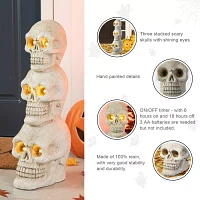 Glitzhome "25.5""Ligted Mgo Skull Porch Decor" Halloween Porch Sign