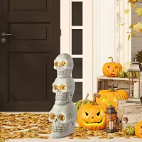 Glitzhome "25.5""Ligted Mgo Skull Porch Decor" Halloween Porch Sign
