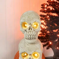 Glitzhome "25.5""Ligted Mgo Skull Porch Decor" Halloween Porch Sign
