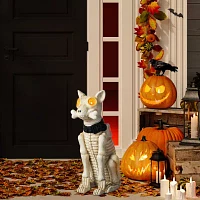 Glitzhome "20.5""Ligted Mgo Skeleton Dog Porch Decor" Halloween Porch Sign