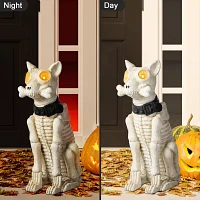 Glitzhome "20.5""Ligted Mgo Skeleton Dog Porch Decor" Halloween Porch Sign